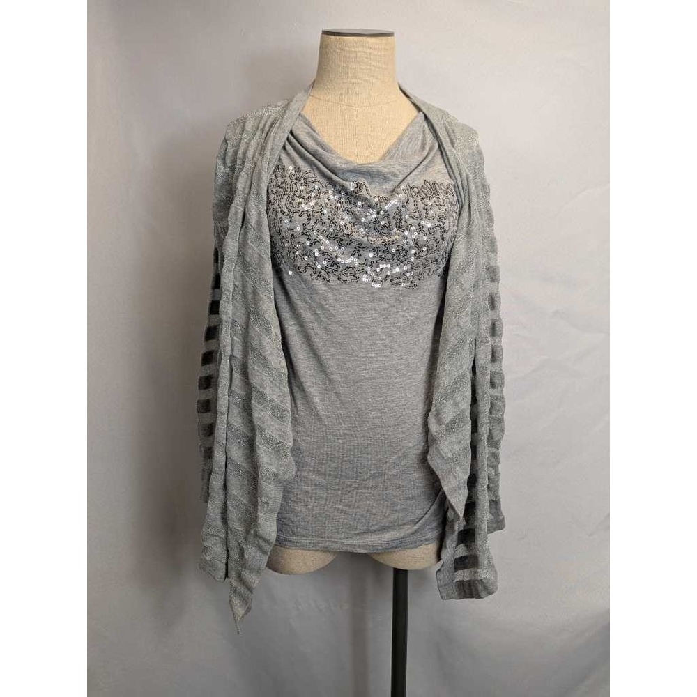 Peter Nygard Women's Cardigan & Sequin Embellished Top Set Size M